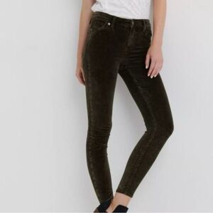 Lucky Brand Ava Super Skinny Mid Rise Crushed Velvet Stretch Jeans Dark Moss 4